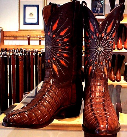 American Alligator Tail Boots with Starburst Tops