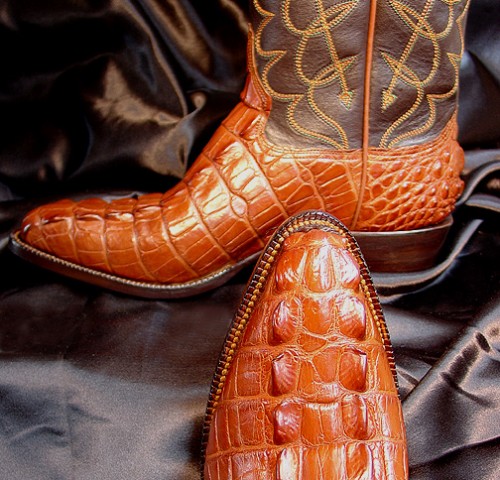 Cognac American Alligator Tail Boots