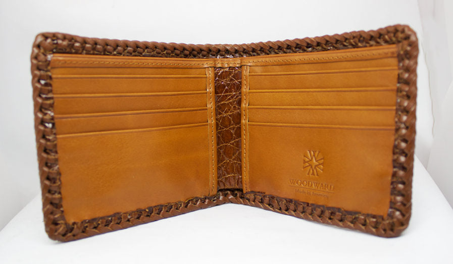 Cognac Hand Braided Alligator Wallet
