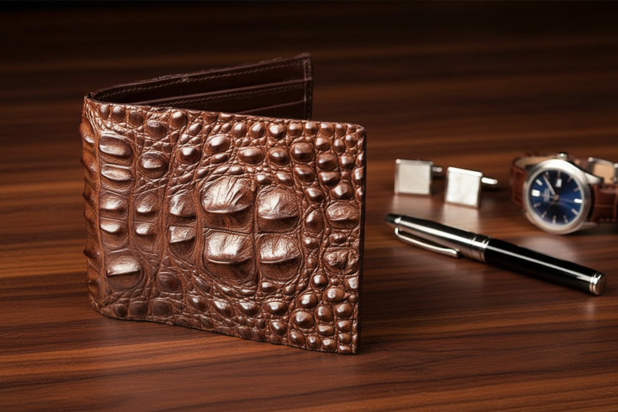 Brown Classic Hornback Alligator Wallet
