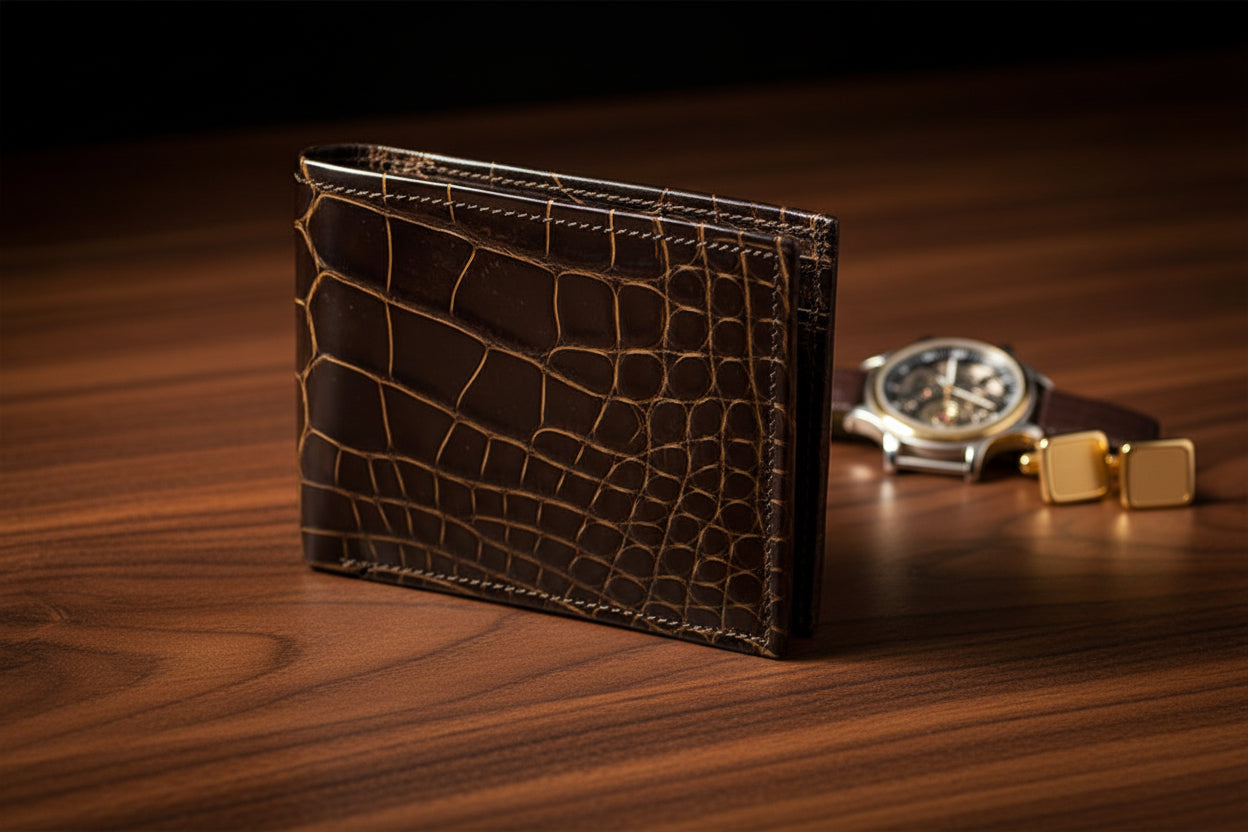 Chocolate “President” Full Alligator Wallet