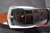Silver and Gold Belt Buckle with Alligator Belt