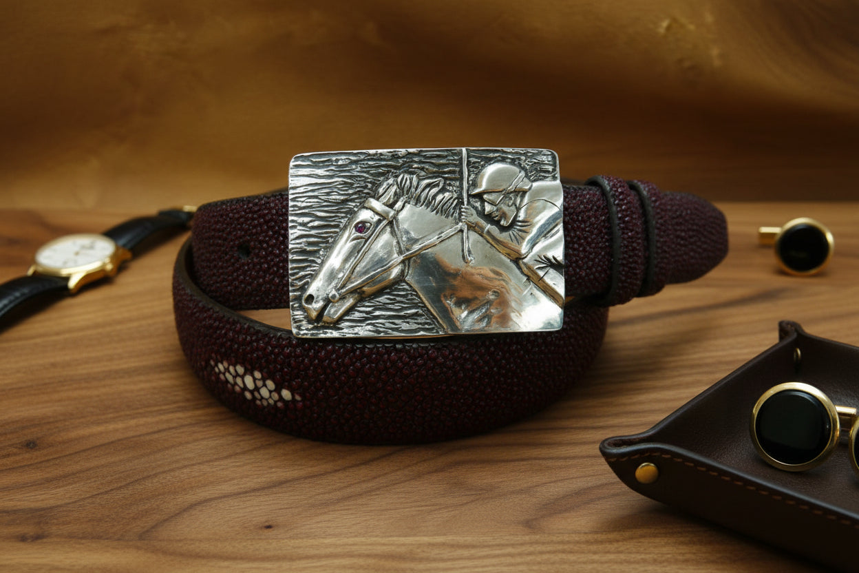 "Racing" Sterling silver buckle