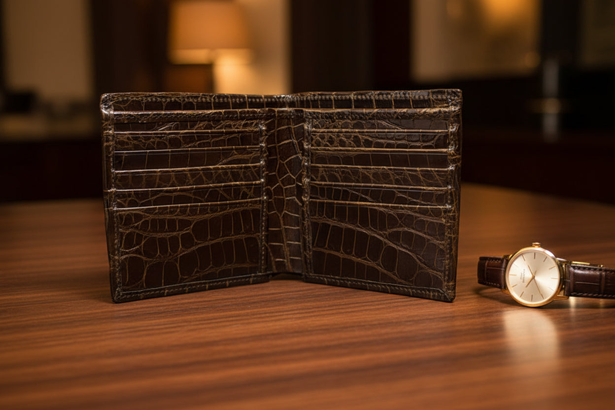 Brown Glazed “Chairman” Alligator Wallet