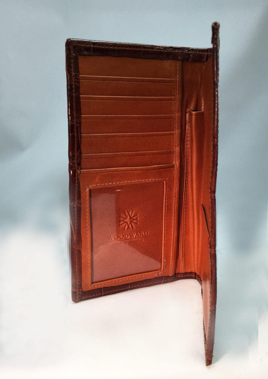 Cognac Alligator Checkbook Wallet