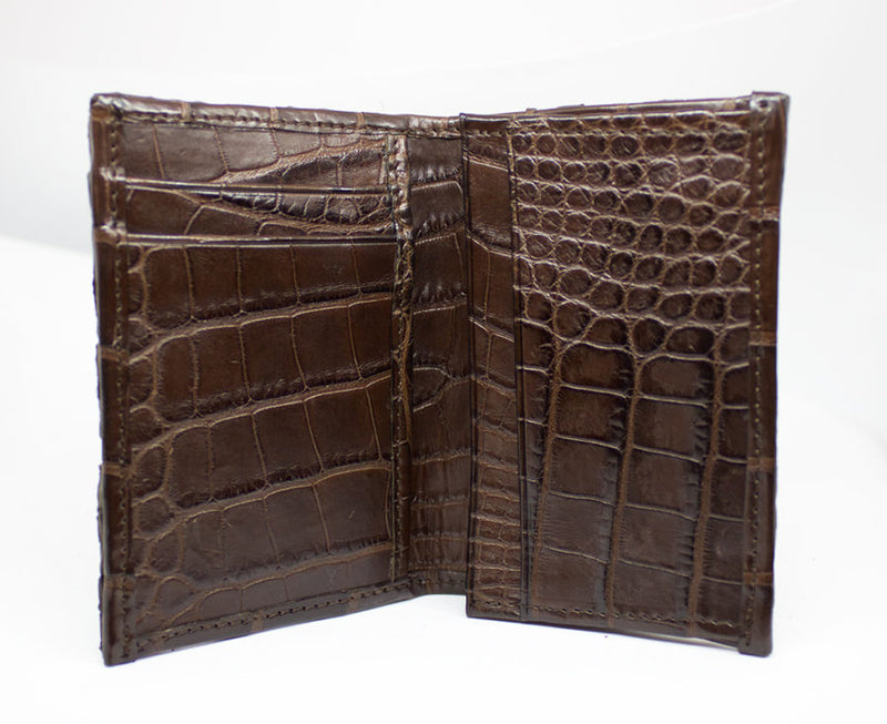 Front pocket Chocolate Hornback Full Alligator Wallet