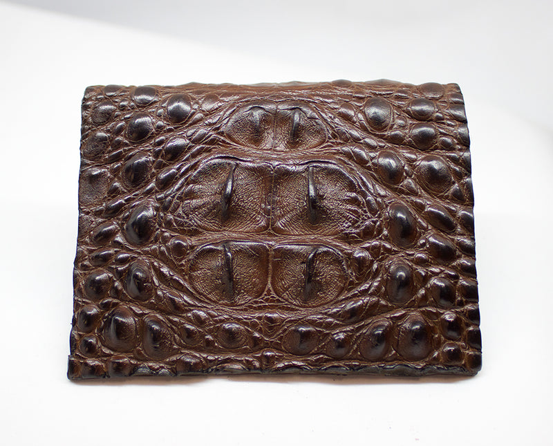Front pocket Chocolate Hornback Full Alligator Wallet