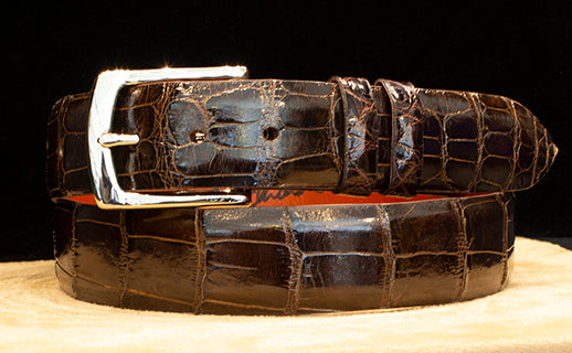 Chocolate Alligator Dress Belt