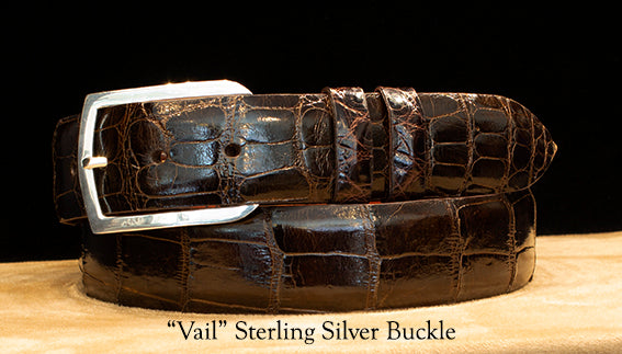 Chocolate Alligator Dress Belt