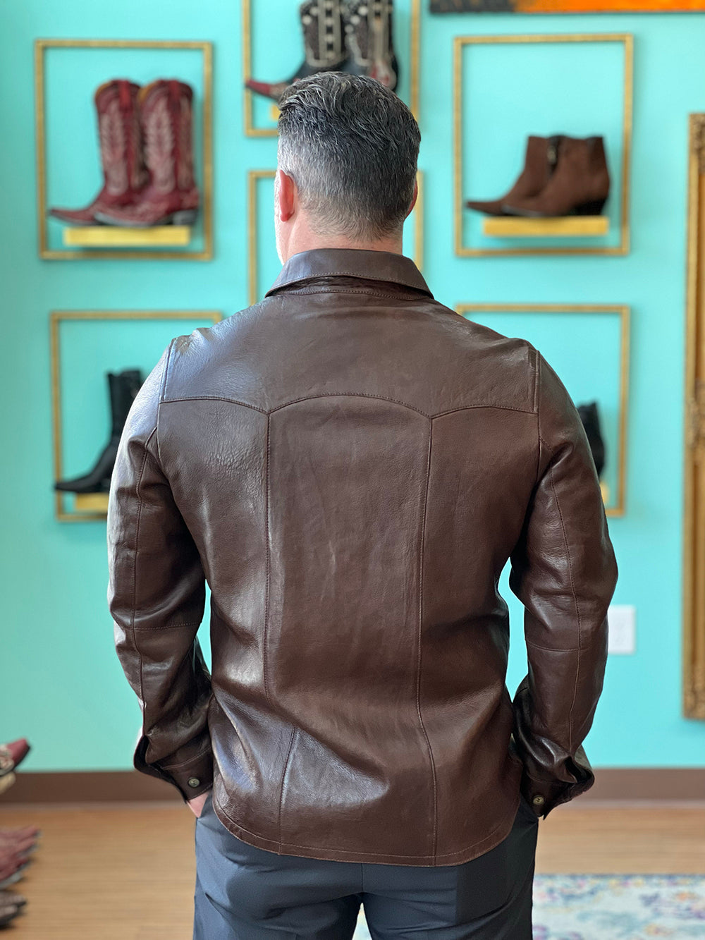 Chocolate Leather Shirt Jacket