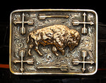 Clint Orms "Gold Buffalo" Sterling Silver and 14k Gold Buckle