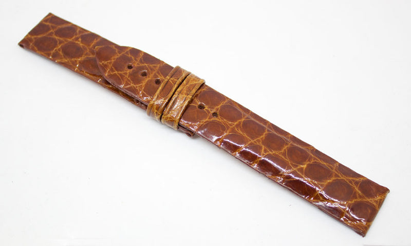 Alligator watch strap, Brown glazed, handmade in Finland
