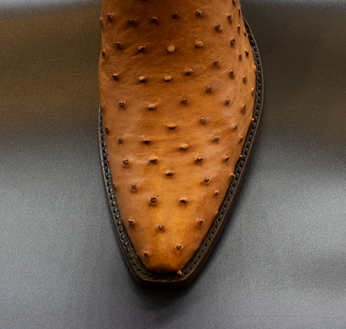 Cognac Ostrich Boots with Xtoe