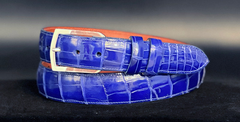 Limited Edition Electric Blue Glazed Alligator Belt