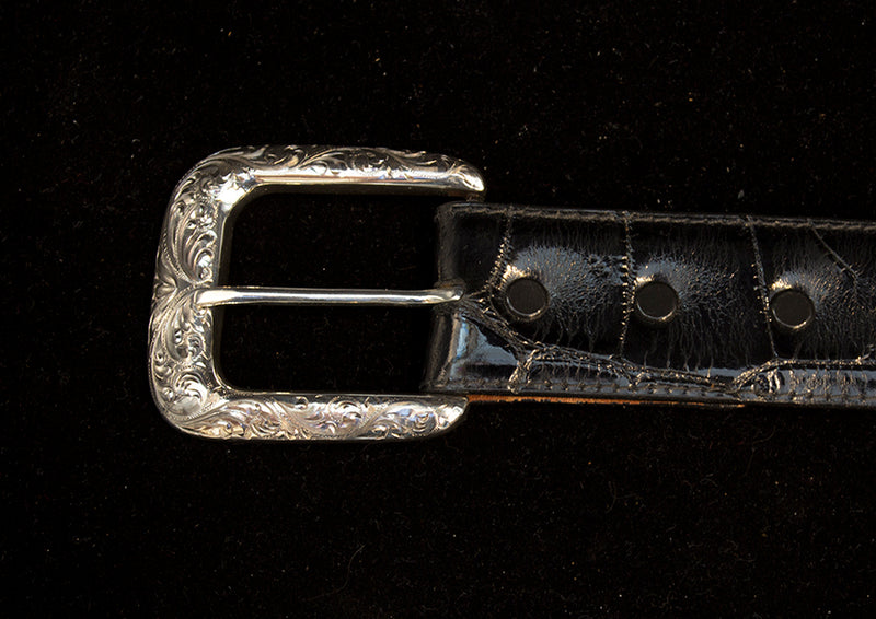 Vogt Engraved New Yorker Single Sterling Silver Belt Buckle