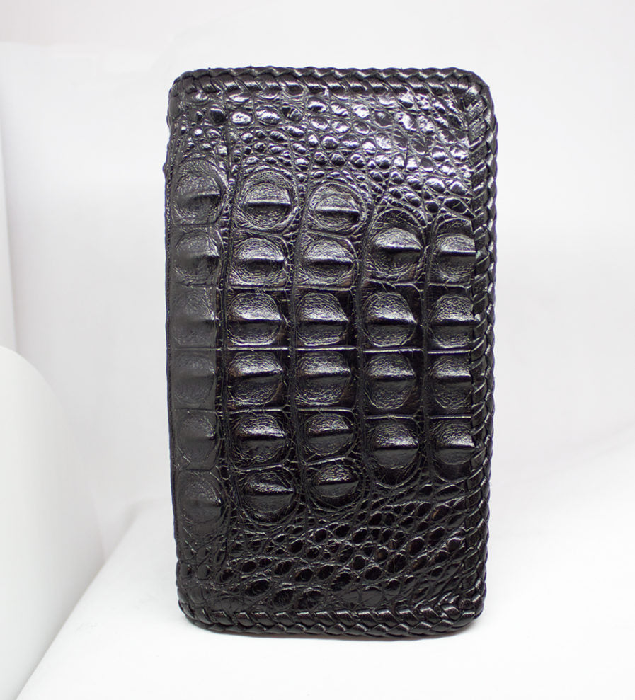 Black and Red Pocket "Executive" Braided Hornback Alligator Wallet