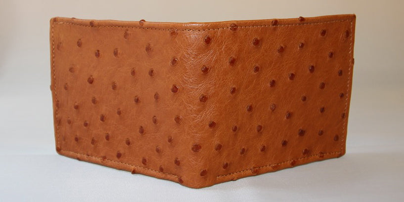 Cognac "Classic Billfold" Ostrich Wallet
