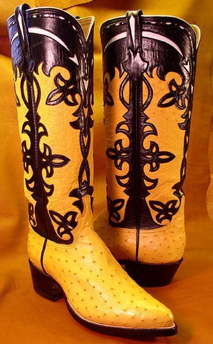 Ostrich Boots | Yellow and Black