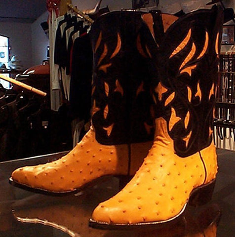 Yellow ostrich sales boots