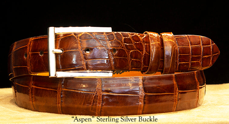 Cognac Alligator Dress Belt