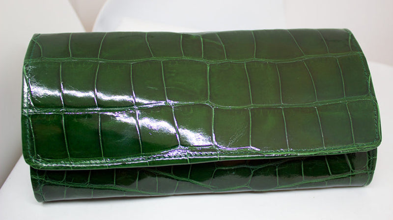 Green Alligator Women's Clutch Wallet