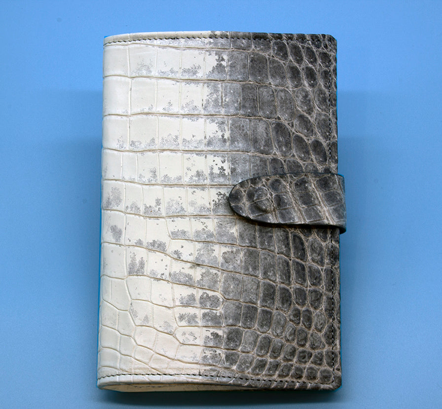 Men's Wallet Genuine Crocodile Leather Bifold Money Card Photo Himalayan  White