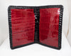 Black and Red Hand Braided Hornback Full Alligator Passport Wallet