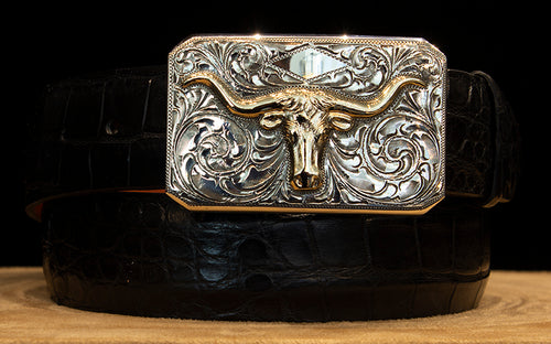 Bohlin "Longhorn" Engraved Sterling Silver and 14k Gold