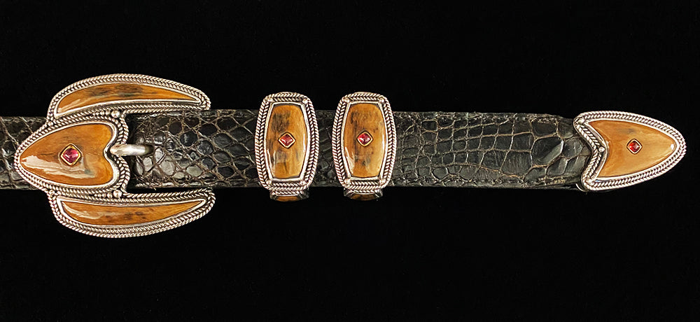 Mammoth Ivory in Sterling Silver with Rubies