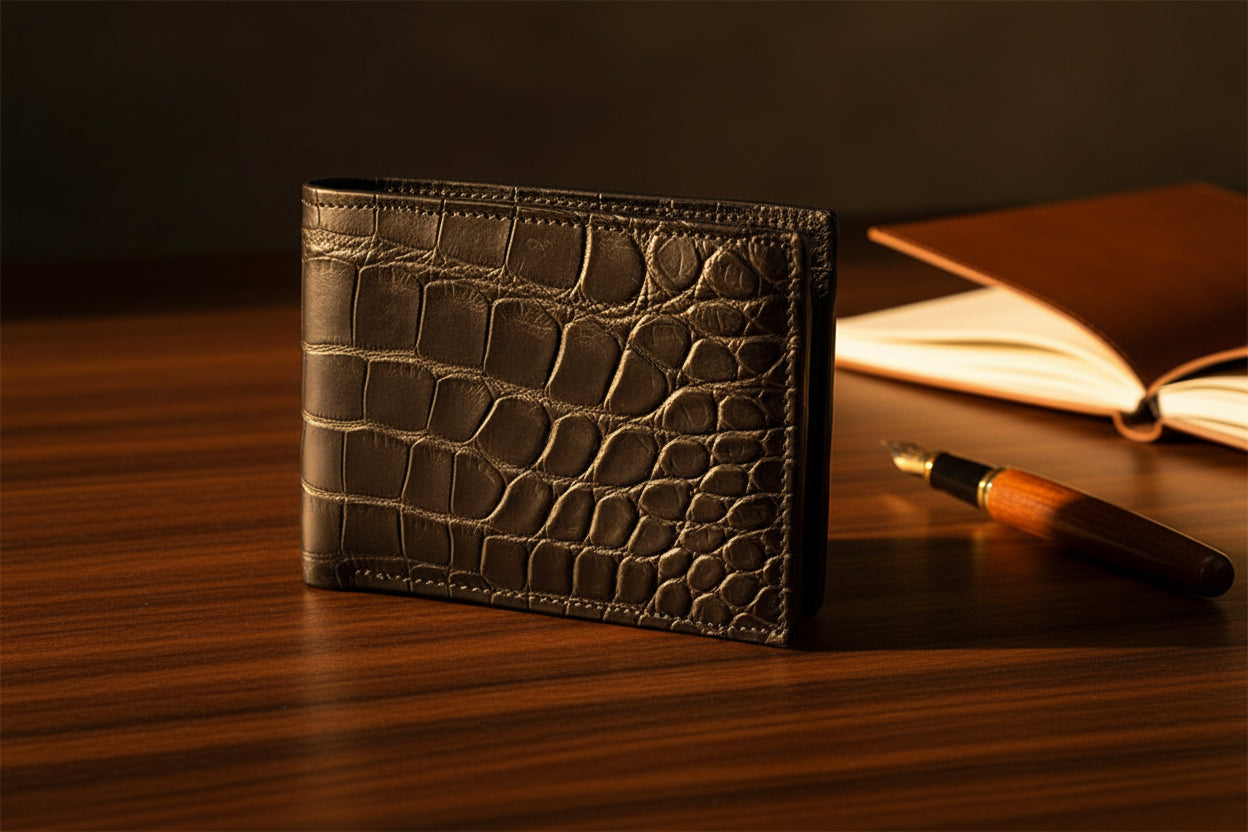 Black Matte “President” Full Alligator Wallet