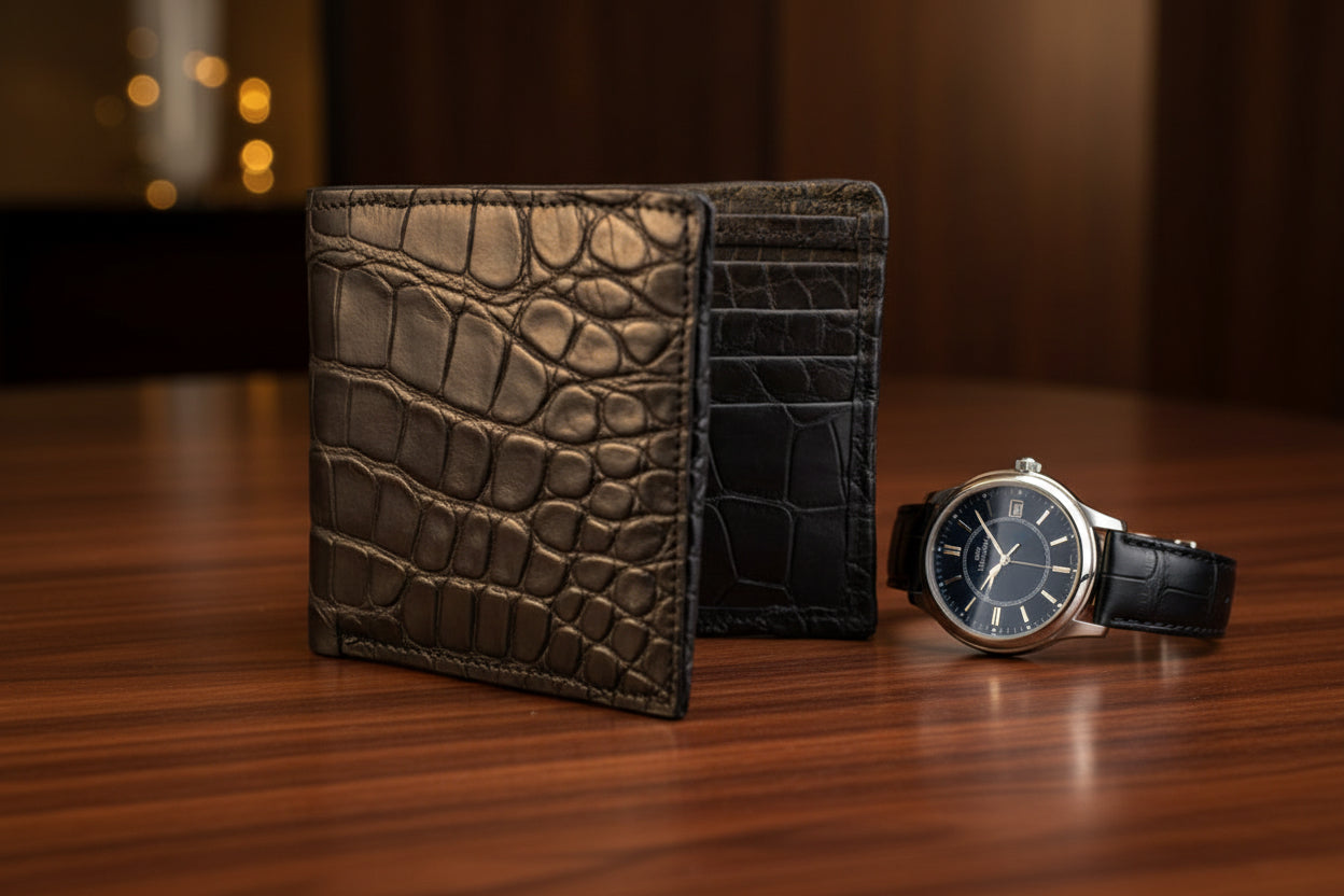 Black Matte “President” Full Alligator Wallet