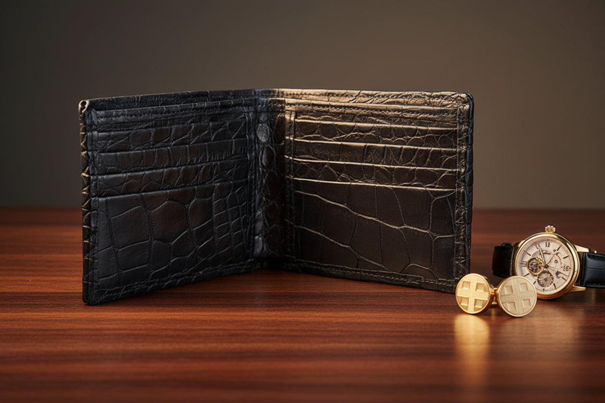 Black Matte “President” Full Alligator Wallet