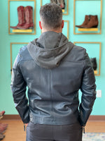 Navy Lambskin Jacket with Removable Hoody