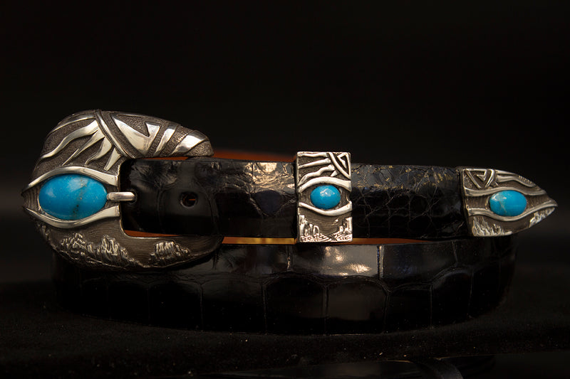 "Sedona" Sterling Silver and Turquoise Buckle Set