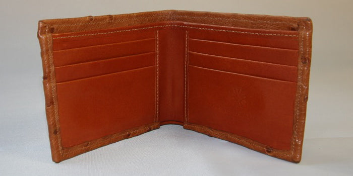 Cognac "Classic Billfold" Ostrich Wallet