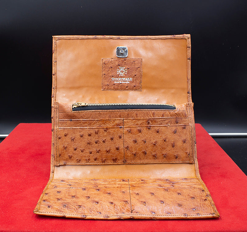 Ostrich Leather Wallet Clutch Purse