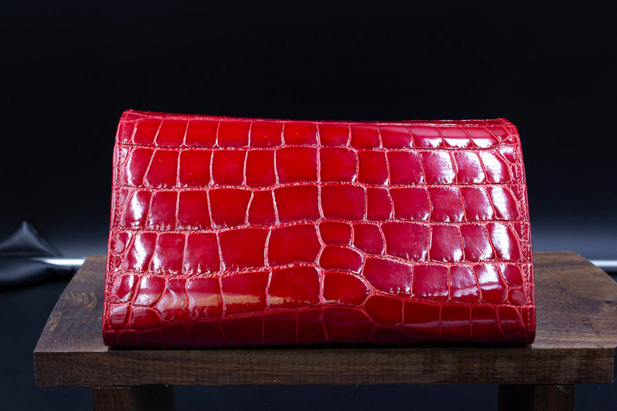 Red Alligator Women's Clutch Wallet with Alligator Inside