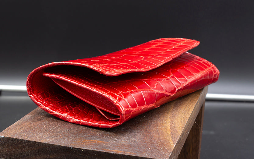 Red Alligator Women's Clutch Wallet with Alligator Inside