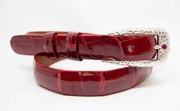 .75" Sterling Silver and Ruby Belt Buckle "Solana Beach"