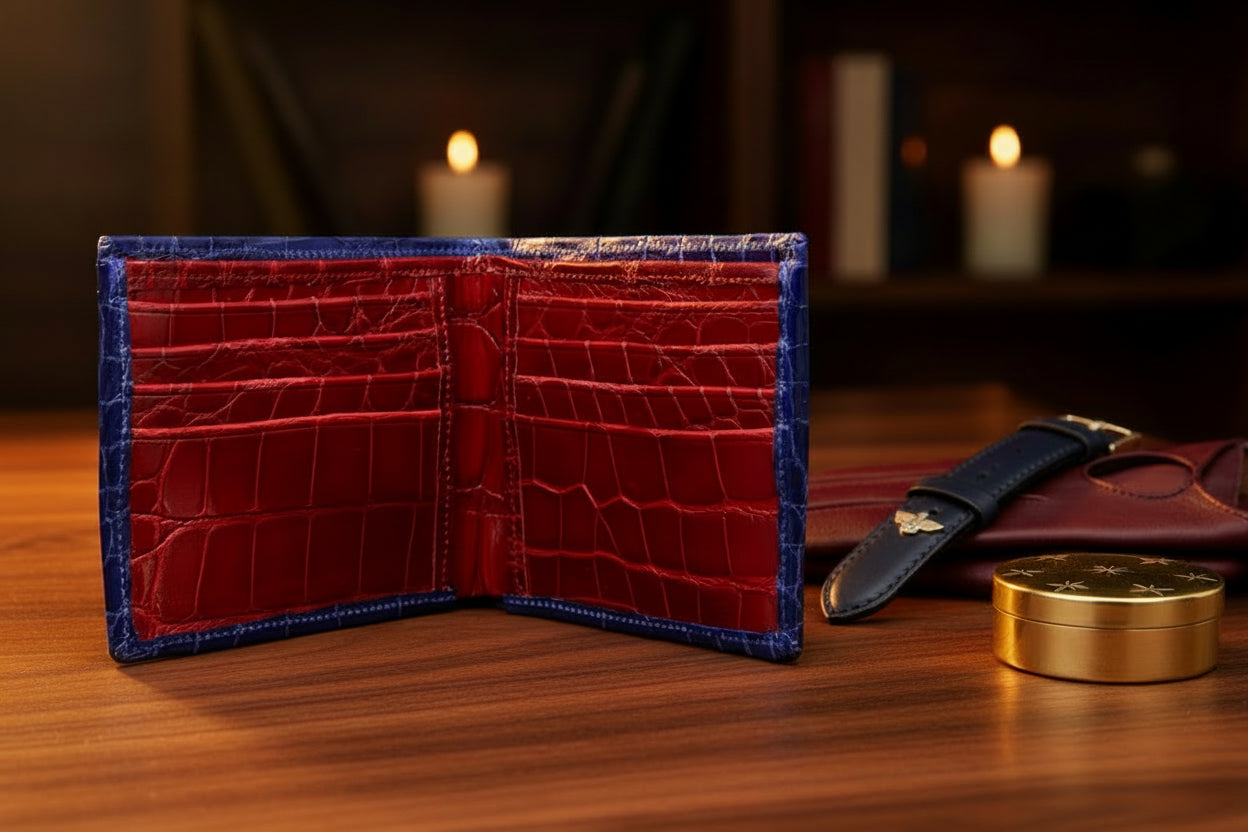 Blue and Red “President” Full Alligator Wallet