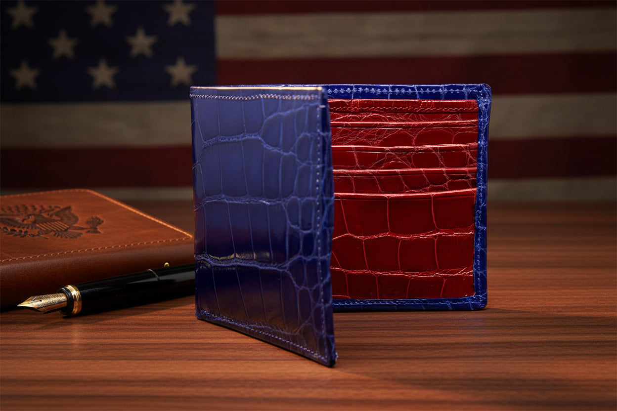 Blue and Red “President” Full Alligator Wallet