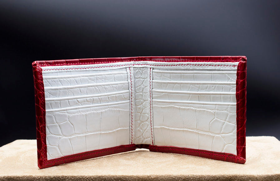 Red and White “President” Full Alligator Wallet