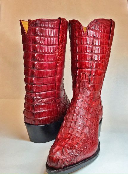 Red Full American Hornback Alligator Cowboy Boots