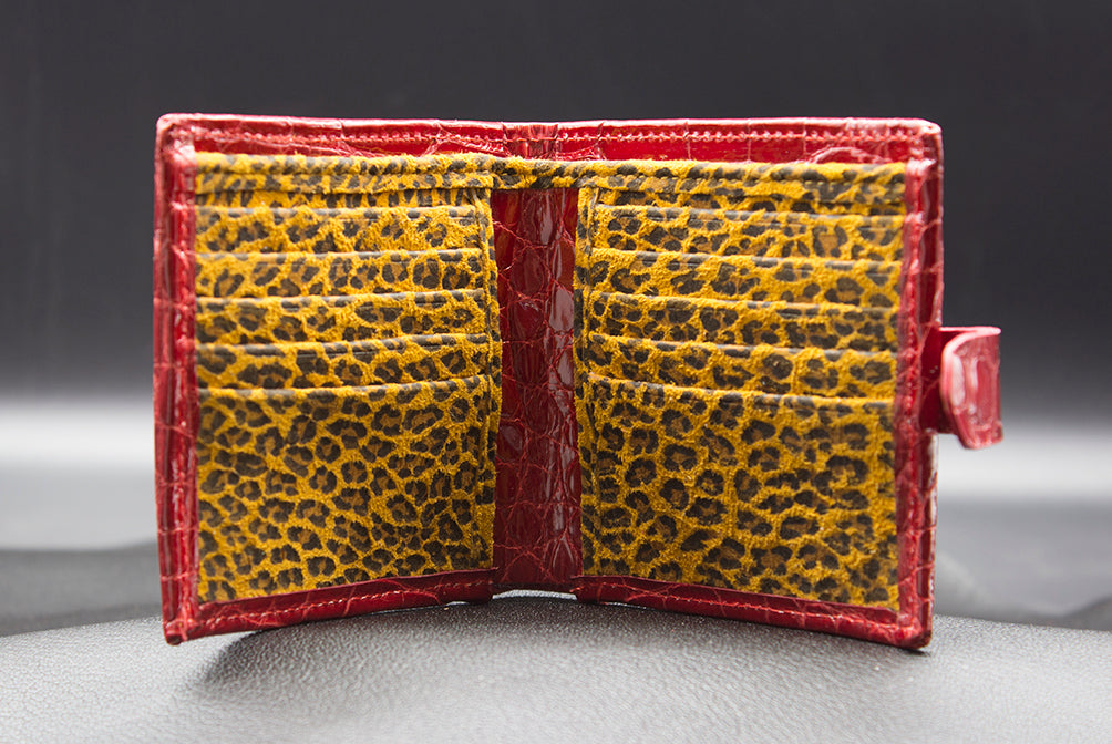 Red Alligator and Exotic Print Wallet