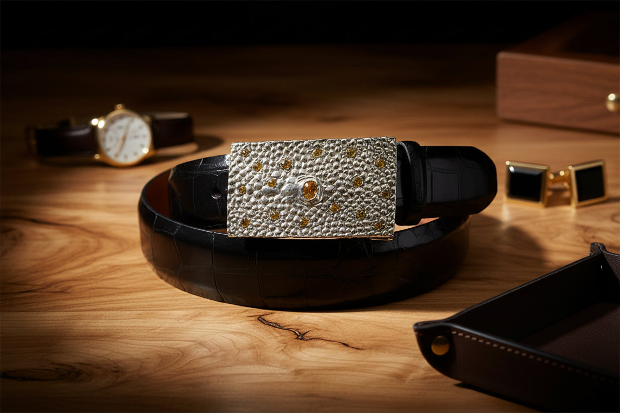 “Sterling and Stones” Silver Buckle