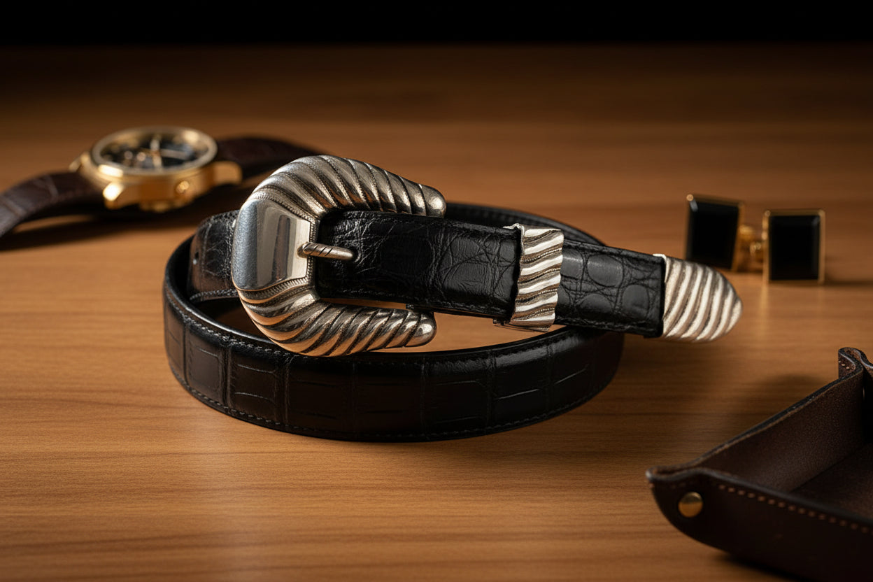 "Silver Creek" 3 Piece Sterling Silver Buckle Set