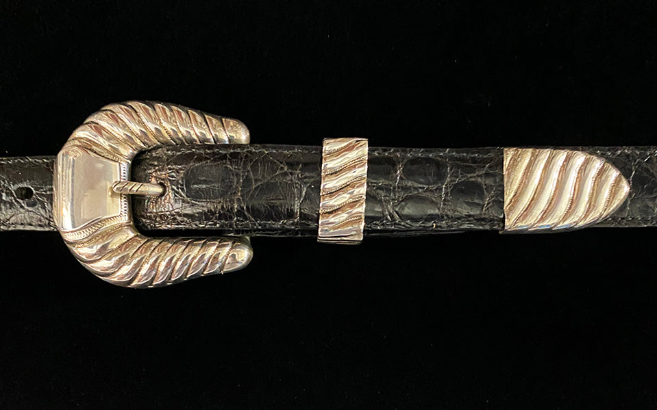 "Silver Creek" 3 Piece Sterling Silver Buckle Set