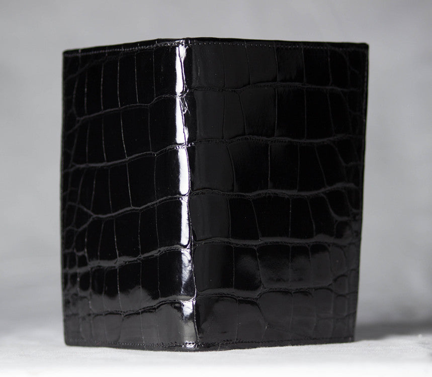 Black and Red Full Alligator Passport Wallet