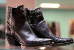 Tooled Black Calf Shorty Boots