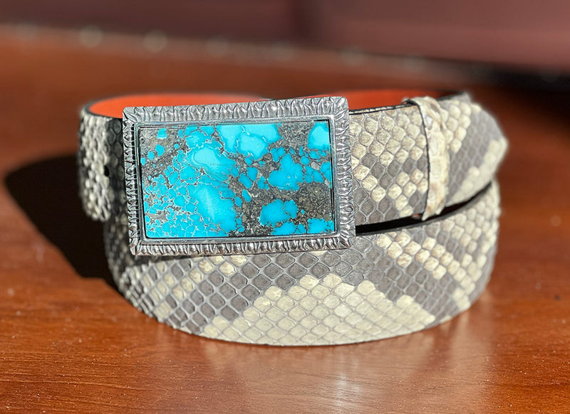 "Big Sky" Turquoise, Pyrite and Sterling Silver Buckle